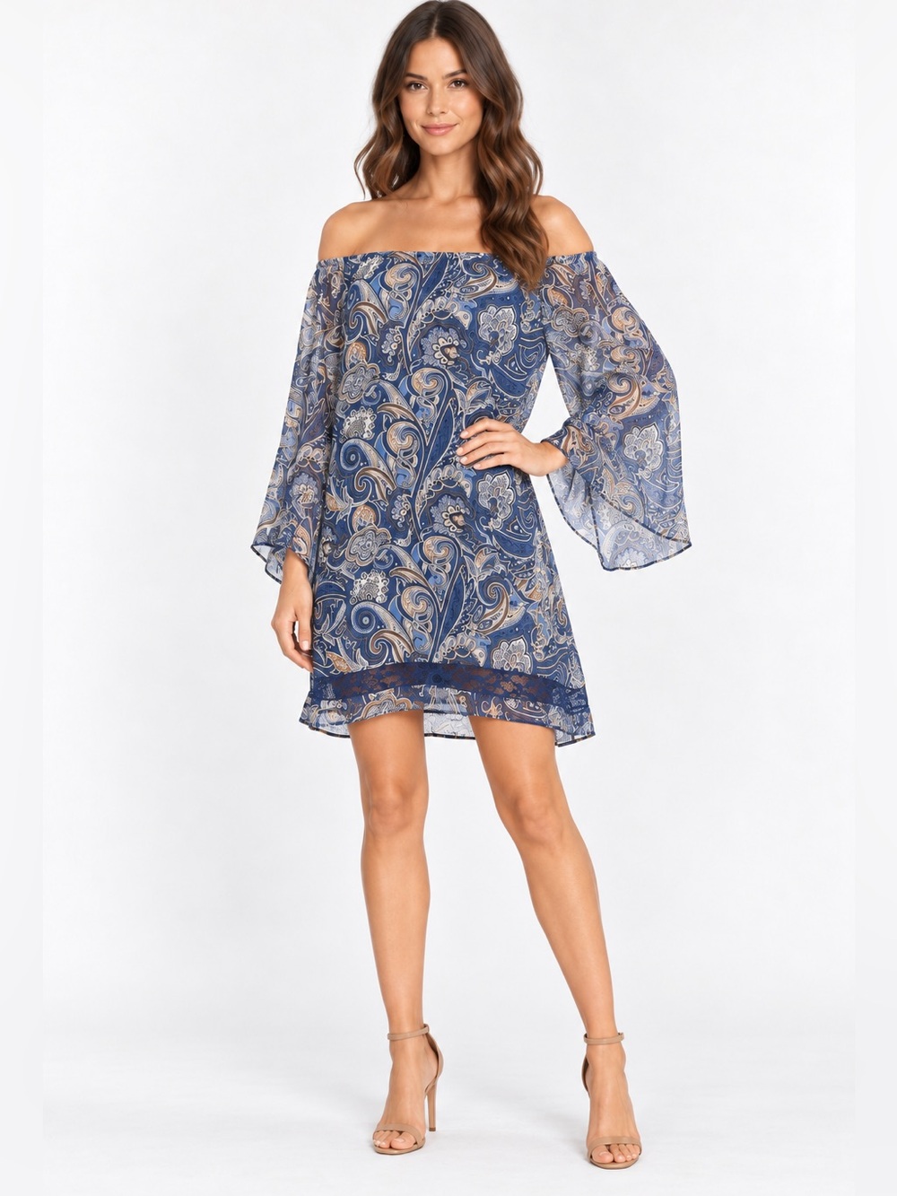 Alice & Olivia Cari Mini Dress Women’s Large Off The Shoulder Floral Lace Trim